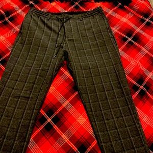 Grey plaid dress pants, new with tags removed.